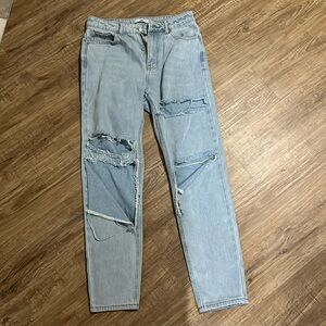 Extreme Distressed Light Denim Jeans in Size Small by Abdika (Fits size 0-2)